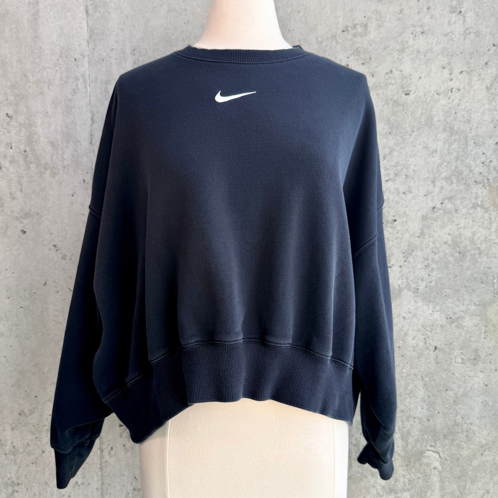 Nike Phoenix Fleece Oversized L Faded Black Cropped Sweatshirt Comfycore Boho